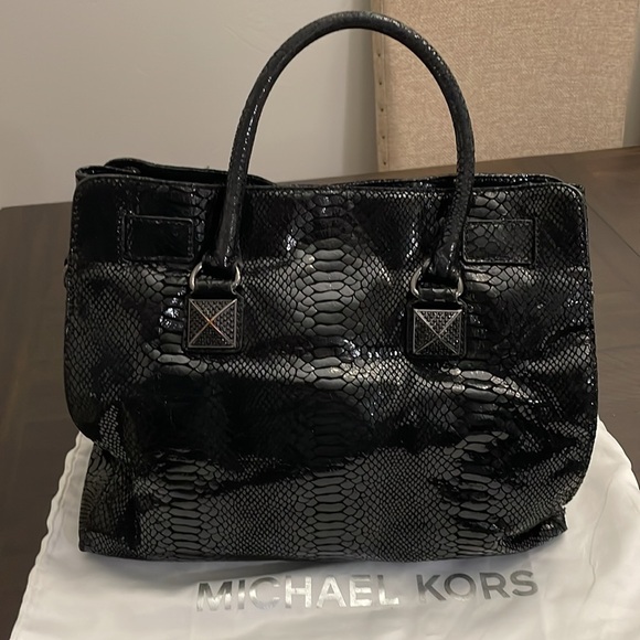 Michael Kors Black Python Hamilton Bag - Picture 2 of 6